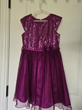 Jona Michelle Girls' Size 6 Magenta Sequin & Tulle Party Dress